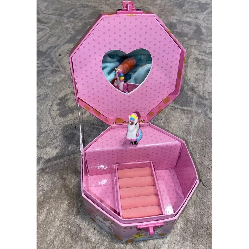 Pink Multi Girls Rainbow Unicorn Music‎ Jewel Storage Box